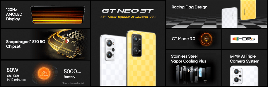 Especificações e design do realme GT Neo 3T