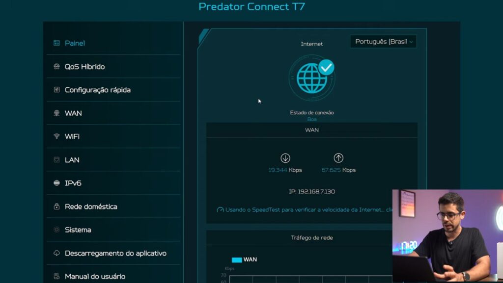 Configurando o Acer Predator Connect T7 pelo sistema web