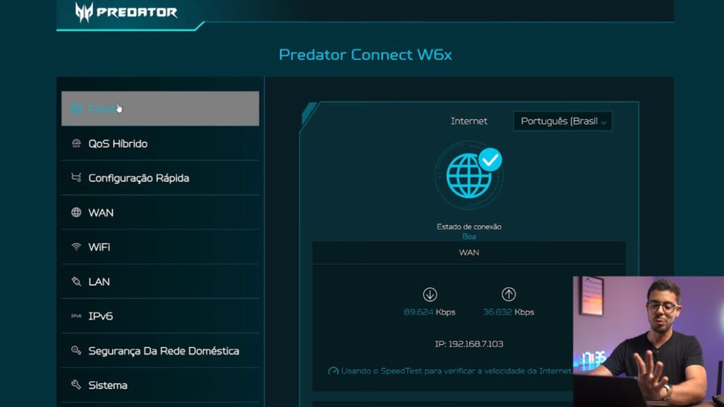 Configurando o Acer Predator W6X pelo sistema web