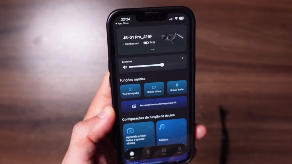 App de configuração dos óculos inteligentes da Shopee